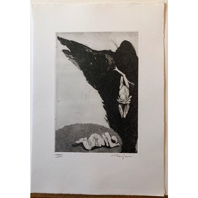 Jack Zajac, Surrealist Figurative Aquatint Etching California Modernist Sculptor Artist, 1964 For Sale - Image 4 of 4