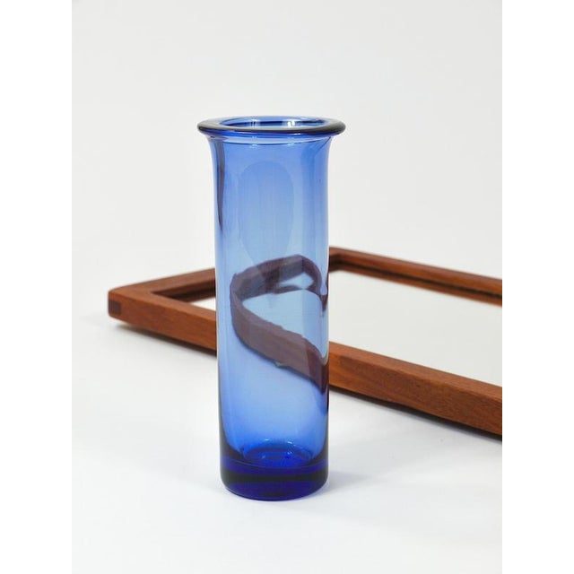 Blue Vintage Danish Wall Mirror with Glass Vase, 1960s For Sale - Image 8 of 18