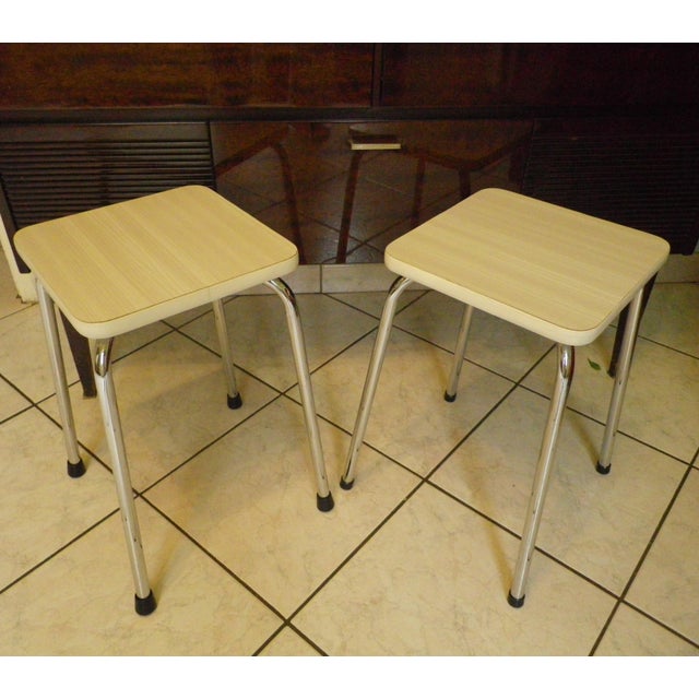 Scandinavian Style Stools in Formica and Chrome-Plated Steel, 1950s-1960s, Set of 2 For Sale - Image 14 of 14