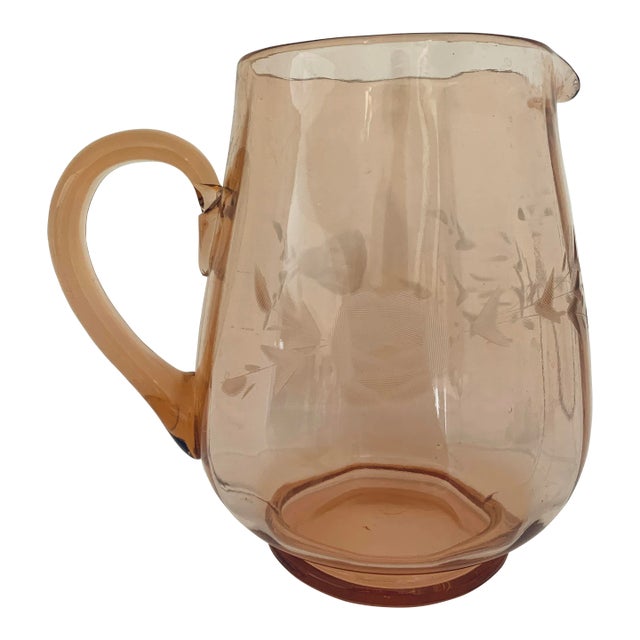 1930s Pink Depression Glass Pitcher For Sale