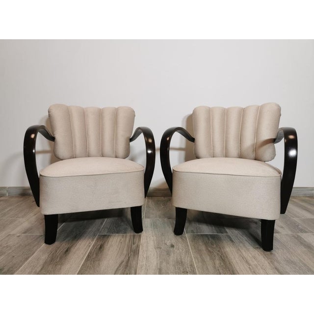 Wood Set of Cocktail Armchairs by Jindřich Halabala, 1950s For Sale - Image 7 of 18