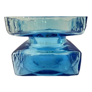 Aqua Blue Pala Glass Vase by Helena Tynell for Riihimäen Lasi, Finland, 1964 For Sale