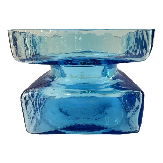 Aqua Blue Pala Glass Vase by Helena Tynell for Riihimäen Lasi, Finland, 1964 For Sale