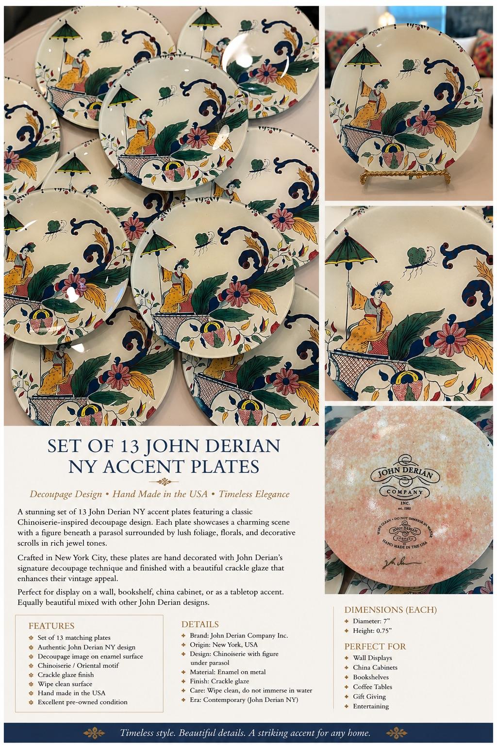 Set of 13 John Derian New York Handcrafted Chinoiserie Decorative