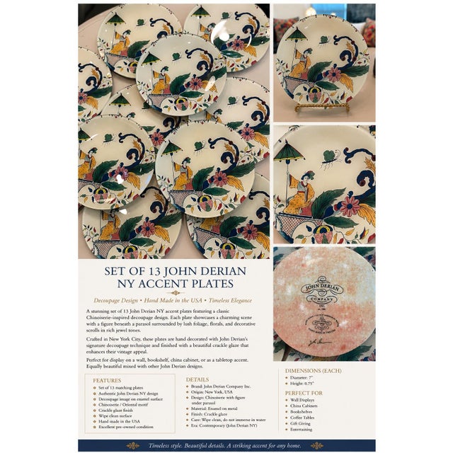 2020s Set of 13 John Derian New York Handcrafted Chinoiserie Decorative Accent Plates – 7” Decoupage Wall For Sale - Image 5 of 7