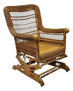Late 19th Century Antique Heywood Wakefield Victorian Woven Wicker Platform Rocker Rocking Chair
