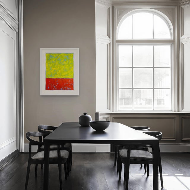 Yellow Mark Rothko Inspired 'Yellow and Orange Over Blue' Color Field Minimalist Original Oil Painting by Diane Grant | Unframed | Color Field For Sale - Image 8 of 9