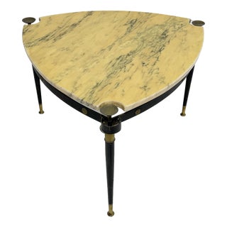 Triangular Coffee Table in Iron, Brass and Marble, Italy, 1950 For Sale