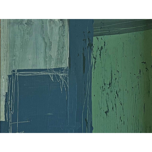 Paint “River Moss" Abstract Art in Antique Frame, Transitional Living Room Art by JTS For Sale - Image 7 of 10