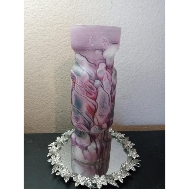 1970s Gorgeous Art Noveau Reuven Glass Tubular Vase From Israel For Sale - Image 5 of 7