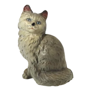 Vintage 1930s Cast Iron Sitting Persian House Cat Doorstop With Nice Original Paint