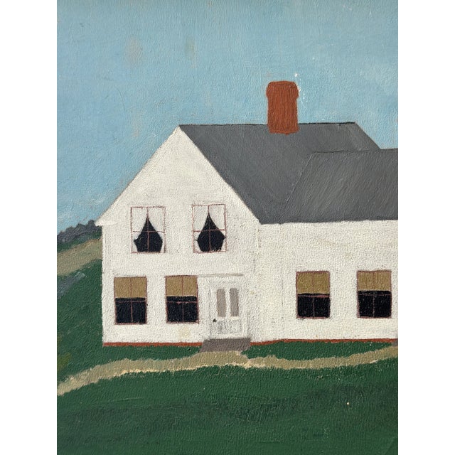 Late 19th Century Antique Minimalist Homestead Painting, Circa Late 19th - Early 20th Century For Sale - Image 5 of 15