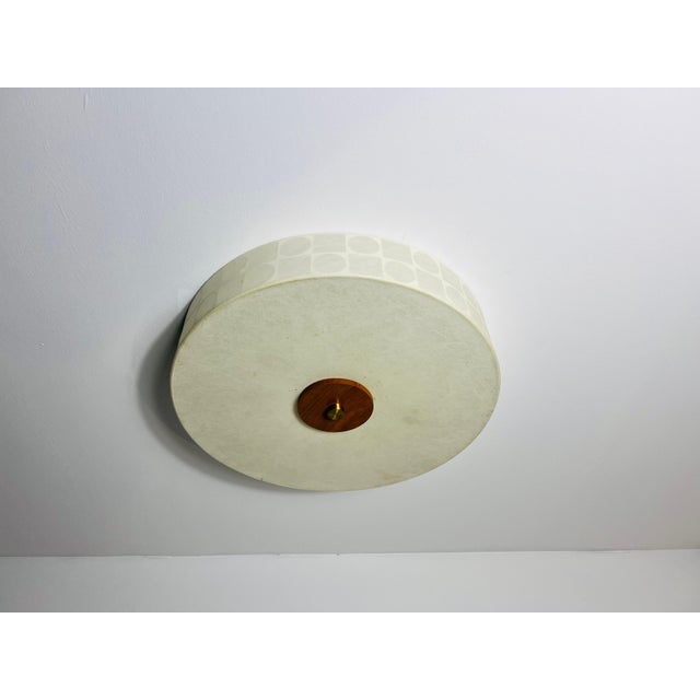 Brown Round Mid-Century Modern Cocoon Flush Mount, 1960s, Italy For Sale - Image 8 of 9