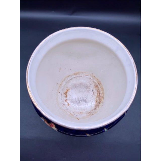 Early 20th Century French Art Nouveau Enameled Faience Planter Vase, Creil Et Montereau For Sale - Image 9 of 11