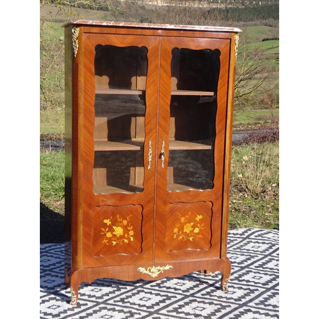 Small Louis XV Marquetry Display Case, 1950s For Sale - Image 6 of 18
