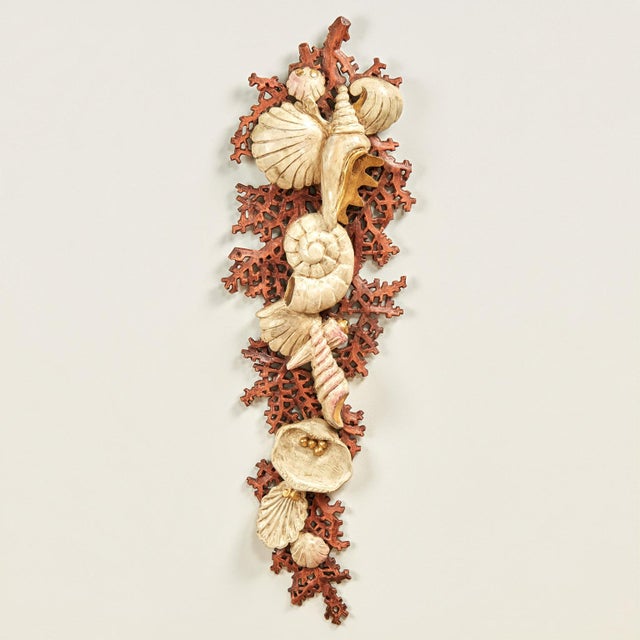 Cream Antique Pair of Italian Grotto Style Wall Brackets or Ornaments With Seashells For Sale - Image 8 of 13