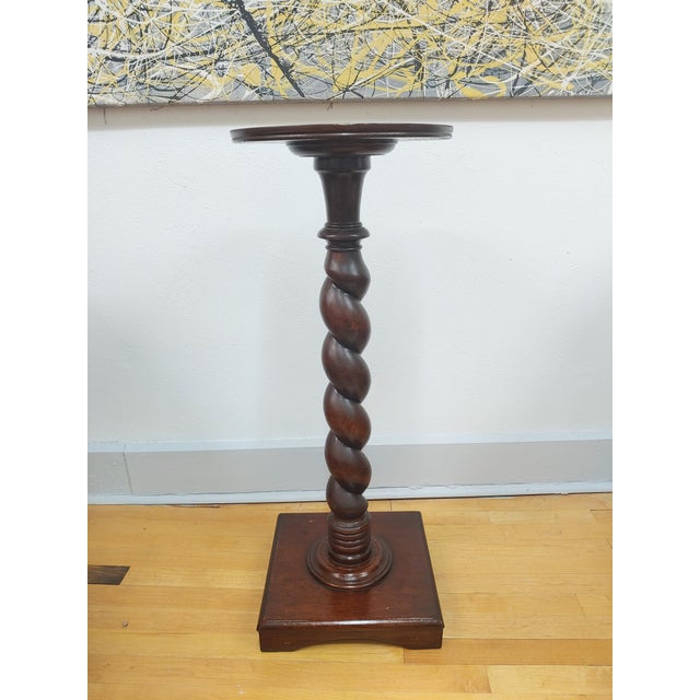 Wood Antique English Oak Barley Twist Plant Stand For Sale - Image 7 of 7