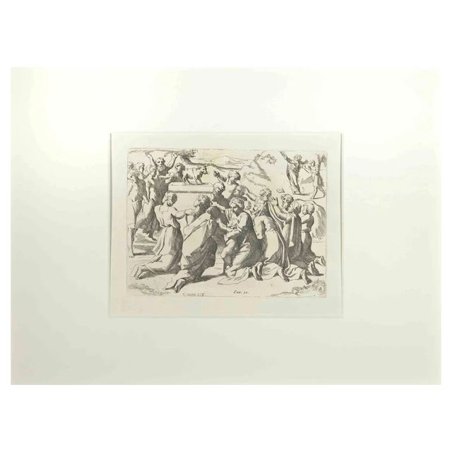 Giovanni Lanfranco, Genesis 32, Old Testament Story, Etching, 1600s For Sale