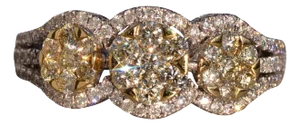 The 127th Avenue: Effy Signed Diamond Cluster Ring in White and Yellow Gold