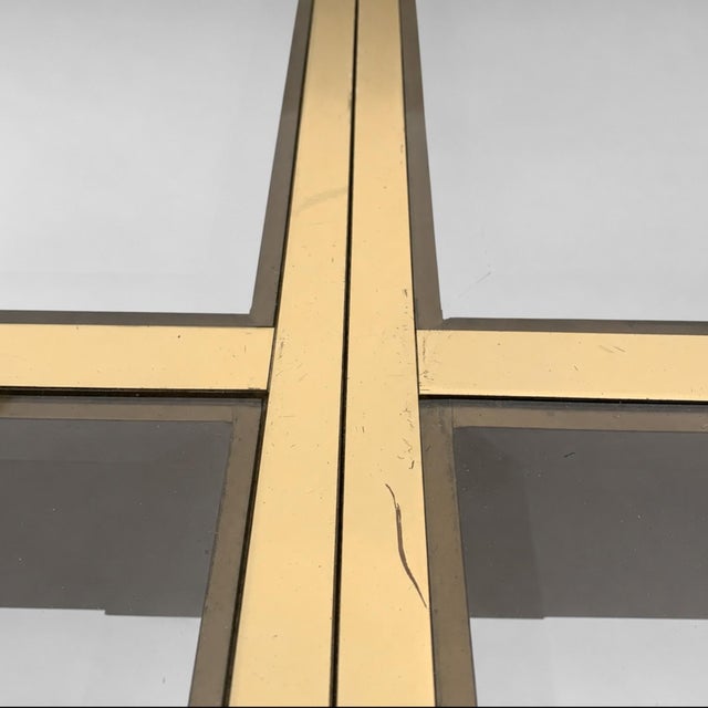 Metal Mastercraft Brass Dining Table With Bronze Tinted Glass Tops Mid-Century Modern For Sale - Image 7 of 11
