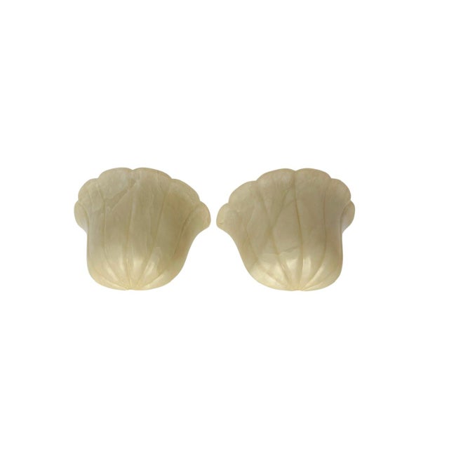 Mid-Century Modern Art Deco Fluted Tulip Form Alabaster Wall Lights, Aljuna Spain, 1970s, Set of 2 For Sale - Image 3 of 8