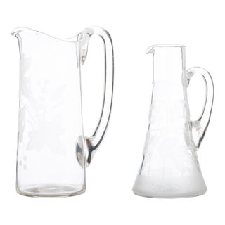 20th Century Glass and Crystal Mugs, Set of 2 For Sale