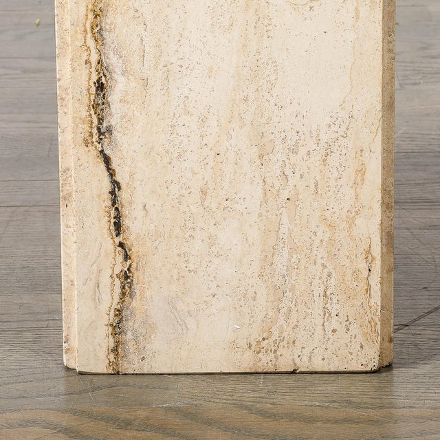 Mid-Century Modernist Rectilinear Travertine Pedestal With Stepped Detailing For Sale - Image 14 of 18