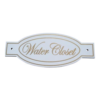 Elegant Wood Water Closet Sign For Sale