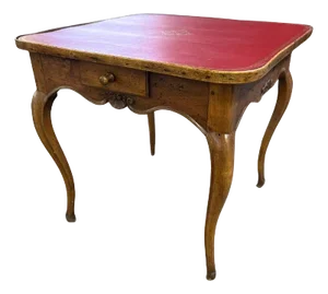 18th Century Louis XV Style Epoque Game Table With Leather Top