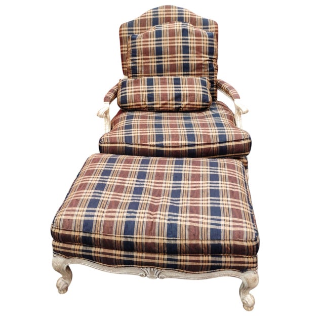 Experience Timeless Comfort With the Highland House French Country Bergère Chair and Ottoman Set. 1970s For Sale - Image 12 of 12