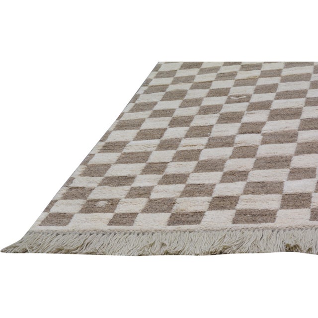 2010s Contemporary Moroccan Checkered Hand Knotted Wool Rug,8'2"X9'8" For Sale - Image 5 of 6