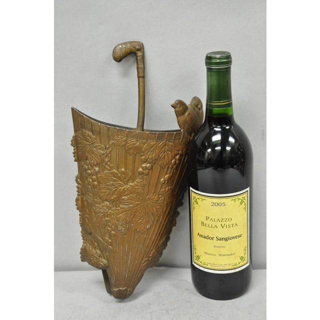Antique French Art Nouveau Cast Metal Figural Umbrella Form Wall Pocket For Sale - Image 16 of 16