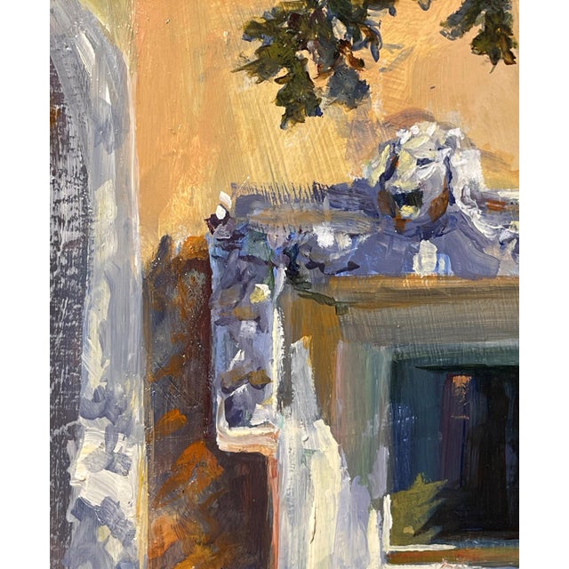 Early 21st Century Garden Shadows by Sheri Farabaugh | Oil Painting of a mirror surrounded by greenery and wall. For Sale - Image 5 of 5
