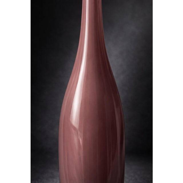Contemporary Blush Mauve Art Glass Bud Vase – Tall Minimalist Decorative Bottle Vase For Sale - Image 3 of 6