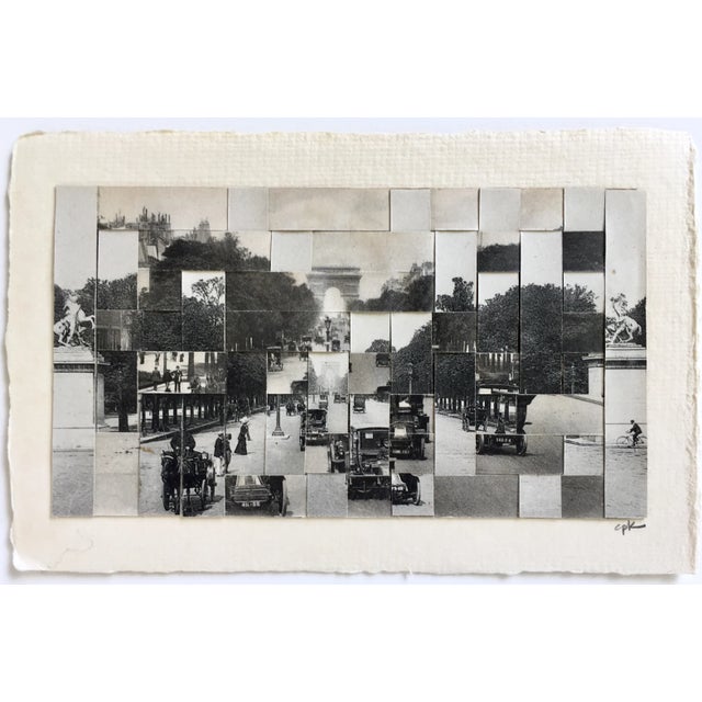 Paris - Champs Elysees Avenue and Marly's Horses One of a Kind, Hand Cut and Hand Woven Vintage Photo-Postcards (early...