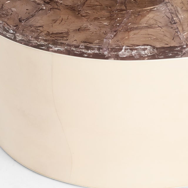Contemporary Splash Coffee Table (natural Parchment & Champagne Ice-resin) For Sale - Image 3 of 8