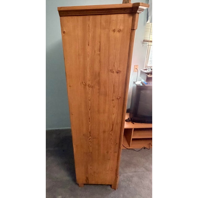 Antique French Provincial Carved Pine Armoire For Sale - Image 4 of 7