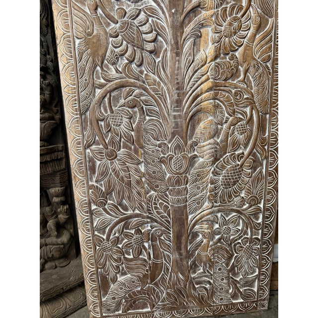 Mid-Century Modern Vintage Tree of Life Carved Barn Door – Reclaimed Wood Wellness Wall Panel With Spiritual 84x36 For Sale - Image 3 of 6