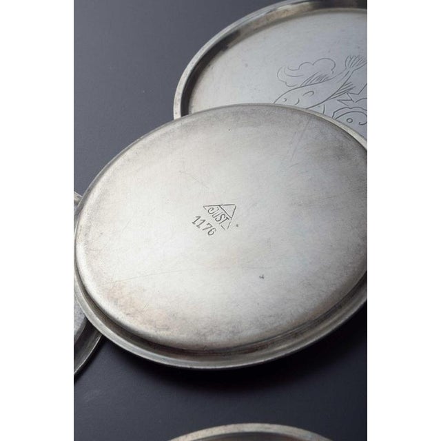 1930s Pewter Bottle Coasters from Just Andersen, Denmark, 1940s, Set of 7 For Sale - Image 5 of 6