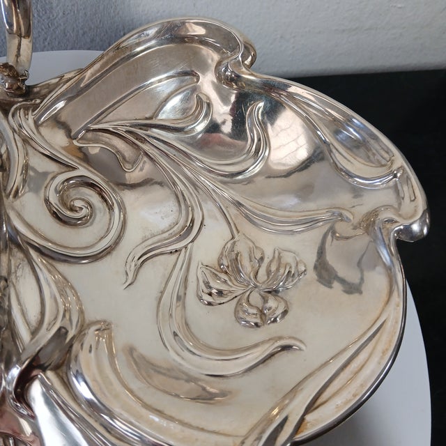 1900 - 1909 1960s Art Nouveau Silver Plate Serving Tray or Dish For Sale - Image 5 of 8