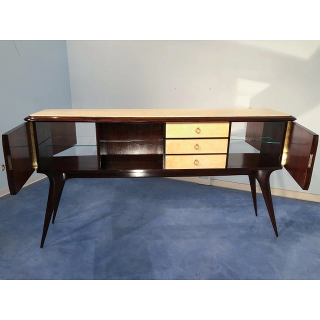 1950s Italian Parchment Center Sideboard by Guglielmo Ulrich, 1950s For Sale - Image 5 of 18