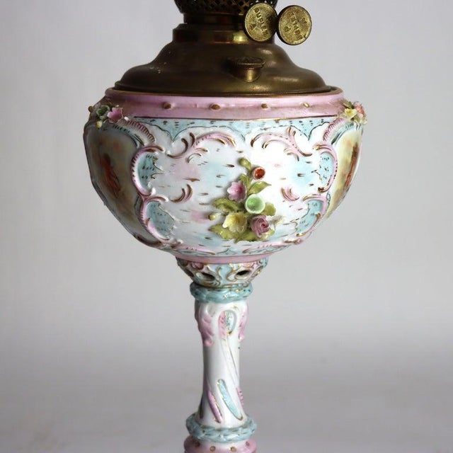 White 1890 Duplex Louis XV Meissen School Porcelain Oil Lamp Base With Cherubs For Sale - Image 8 of 13