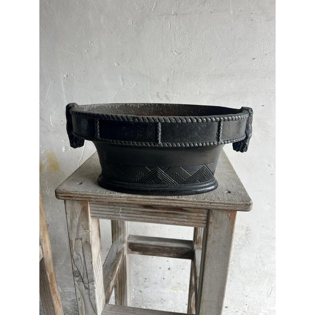 beautiful antique cast iron jardinière with a wonderfully aged patina and timeless appearance. The elegant geometric...