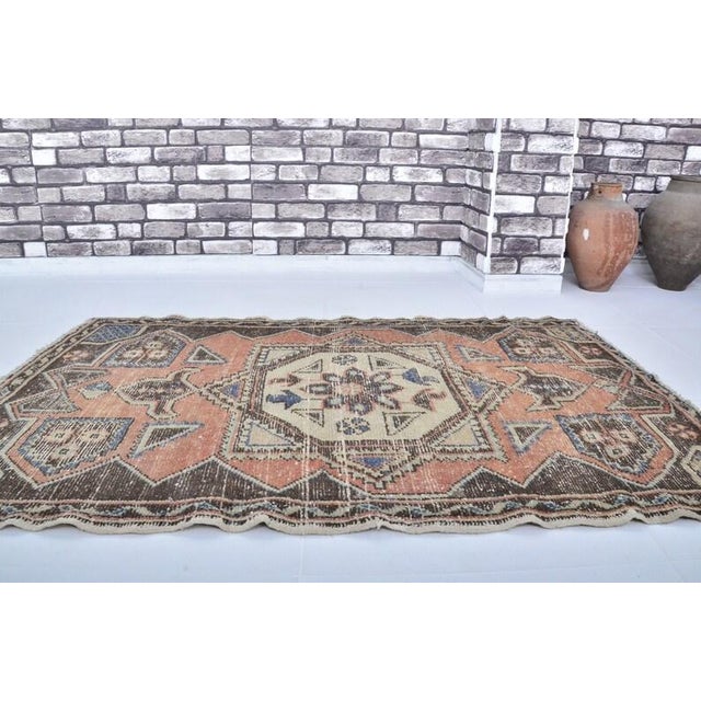 Handmade wool carpet in Turkish Anatolia , Vintage Oushak Rug,Turkish Vintage Anatolian Rug, Handmade wool Rug . One Of...