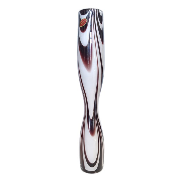 Purple and White Murano Glass Wave Vase from Carlo Moretti, Italy, 1970s For Sale