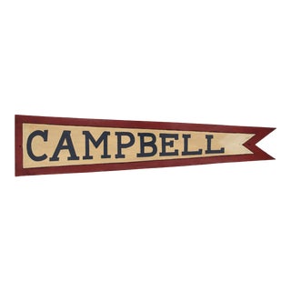 Circa 1950s Hand Painted Wood Campbell Pennant For Sale