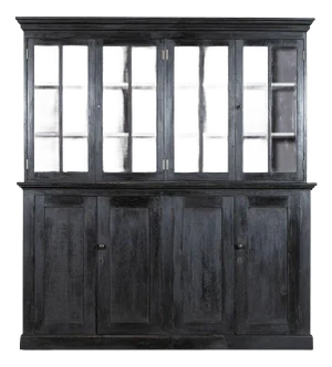 Large 19th Century English Ebonised Oak Glazed Cabinet, 1890