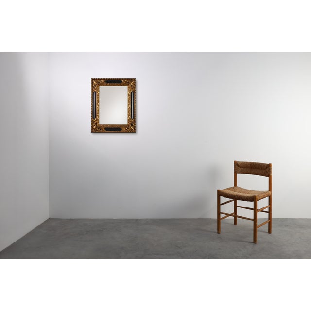 Baroque Carved Baroque Black and Giltwood Mirror, 1850s For Sale - Image 3 of 11