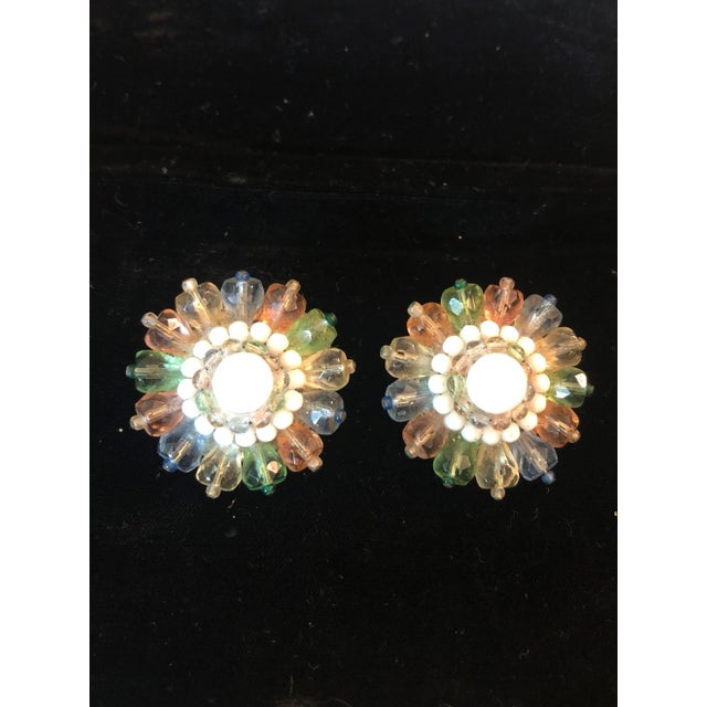 1950s West Germany Pastel Glass Beaded Earrings - 2 Pieces For Sale - Image 6 of 10
