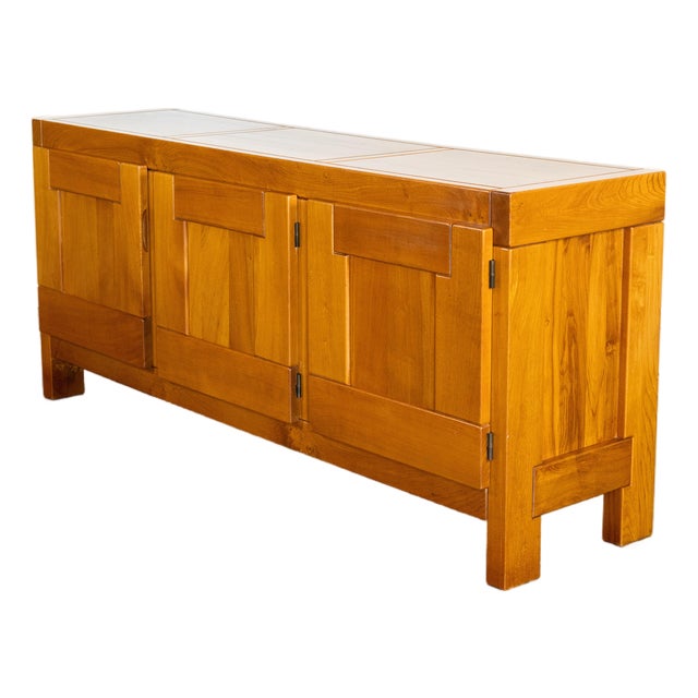 Vintage 1970s French Maison Regain Elm Cabinet, Attributed For Sale